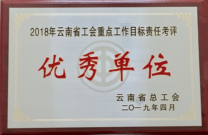 谈球吧集团工会荣获 “2018年度云南省工会重点工作目标责任考评优秀单位”